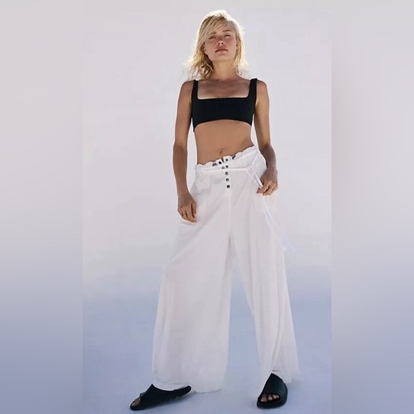 Free People Pants FP Movement White Spatial Wide Leg Palazzo NWT SMALL - Picture 4 of 6